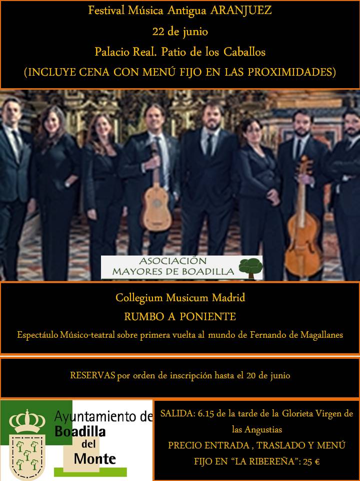 FESTIVAL MSICA ANTIGUA ARANJUEZ CON CENA (SBADO 22 JUNIO, 18:15 h)